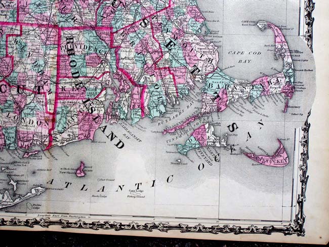 Johnson's Map of Massachusetts, Connecticut and Rhode Island published in 1860. — image 3